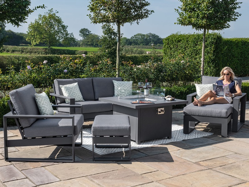 Fire Pit Tables At Gardenman, Rattan Garden Furniture With Built In Fire Pit