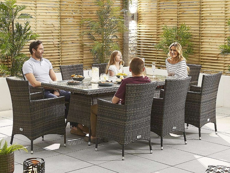 Nova Outdoor Living Amelia 8 Seat 2m x 1m Rectangular Table Brown Rattan Dining Set Image 0