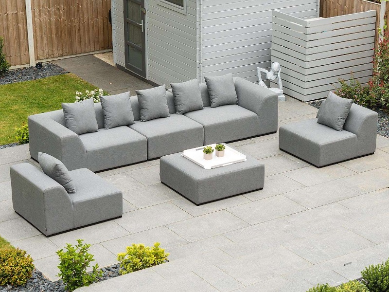 Nova Outdoor Living Buddha Outdoor Fabric Sofa Set Light Grey Sofa Set Image0 Image
