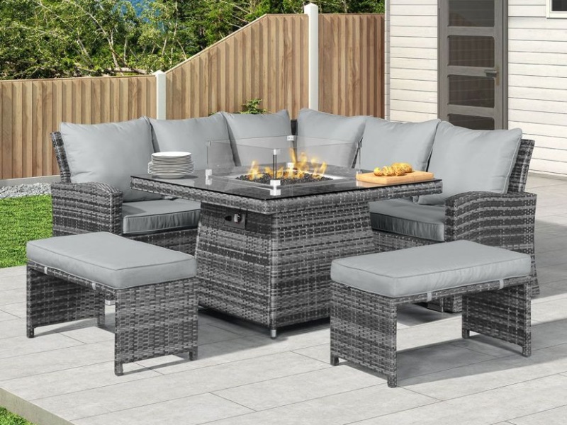Nova Compact Cambridge Fire Pit On, Cambridge Compact Patio Furniture Set With Fire Pit Table
