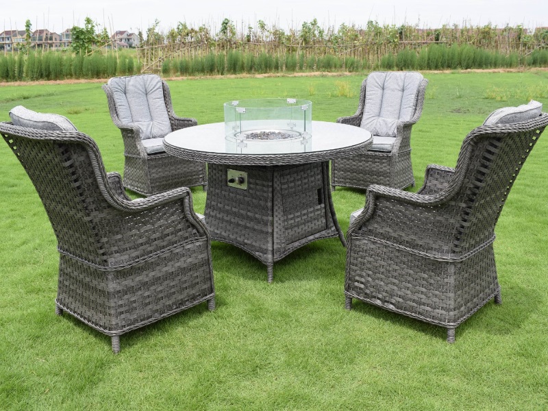 Chapelfield 4 Seater Round Fire Pit Dining Set Image 0