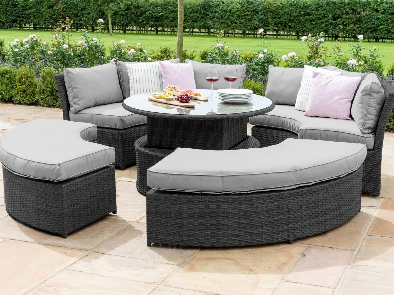Maze Rattan Chelsea Lifestyle Suite with Glass Table Top Grey Rattan Casual Set Image 0