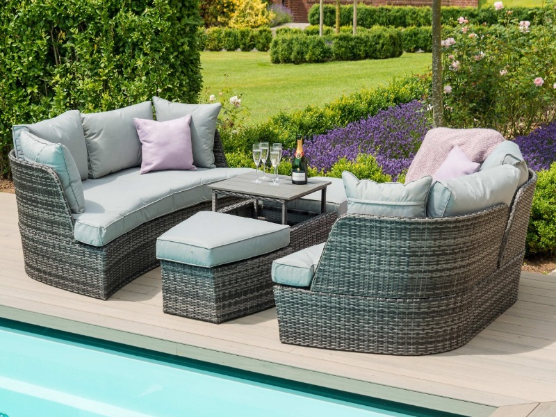Maze Rattan Cheltenham Daybed Grey Rattan Outdoor Daybed Image0 Image