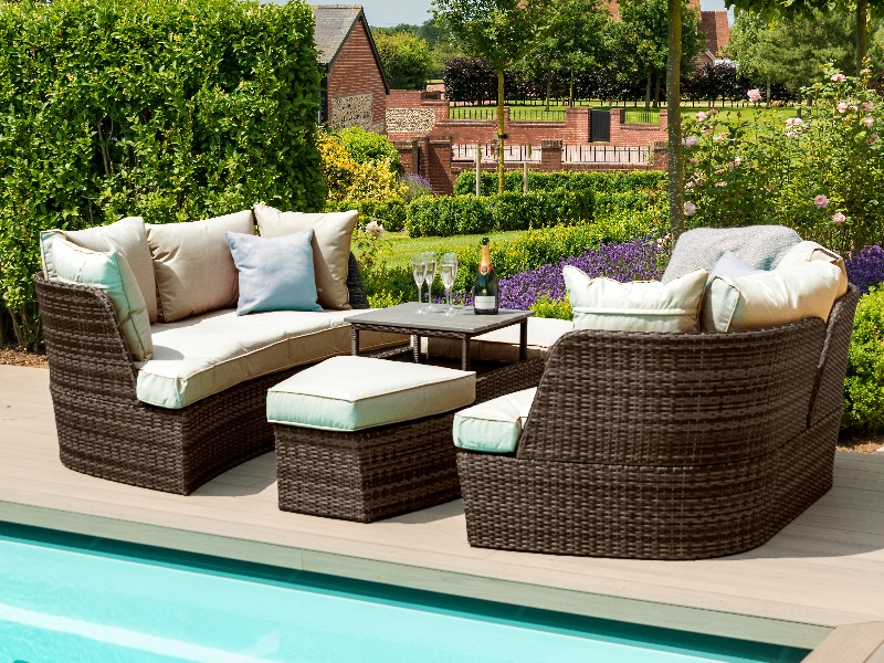 Maze Rattan Cheltenham Daybed Brown Rattan Outdoor Daybed Image 0