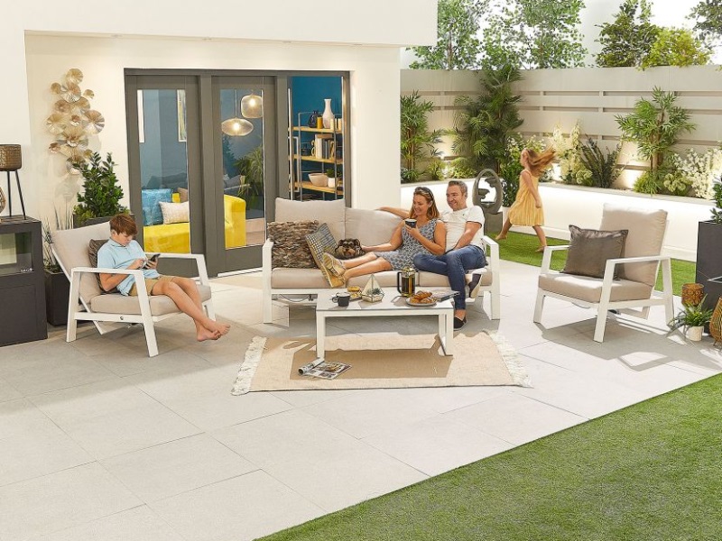 Nova Outdoor Living Enna 3 Seat White Sofa Set Image 0