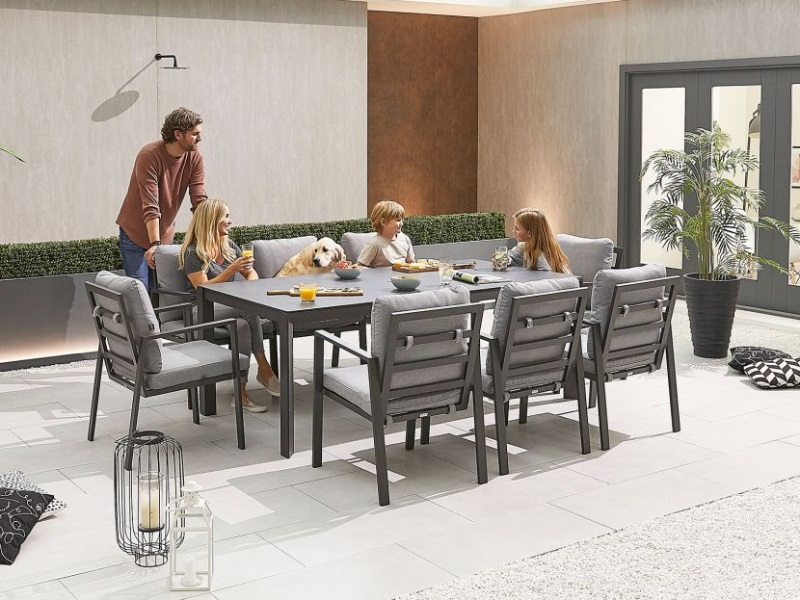 Nova Outdoor Living Enna Aluminium 8 Seat Rectangular  Grey Dining Set Image 0