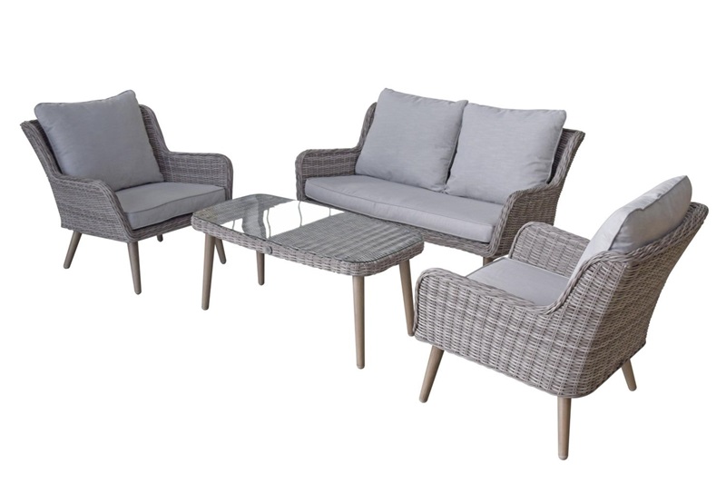 Signature Weave Danielle Four Seat with Retro Legs   Fine Grey Weave Sofa Set Image 0