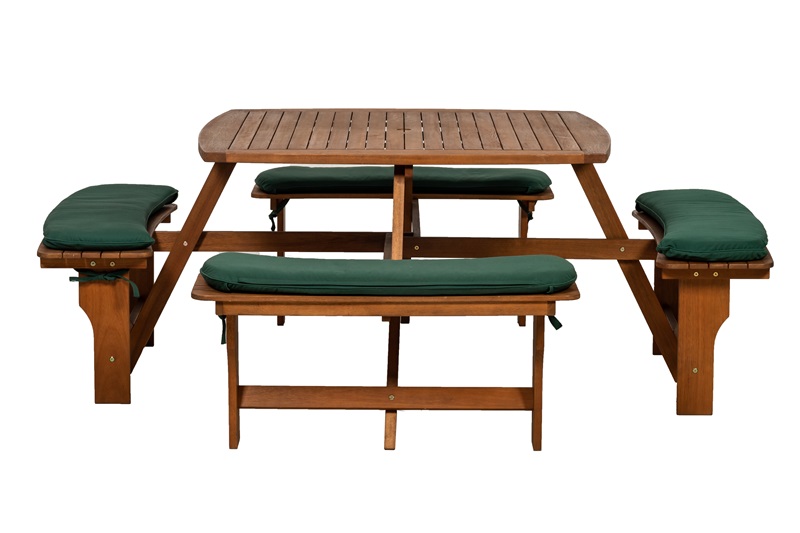 Royalcraft Sacramento 8 Seater Picnic Bench With 4 Seat Cushions Dining Set At Gardenman Royalcraft Sacramento 8 Seater Picnic, Outdoor Furniture Sacramento