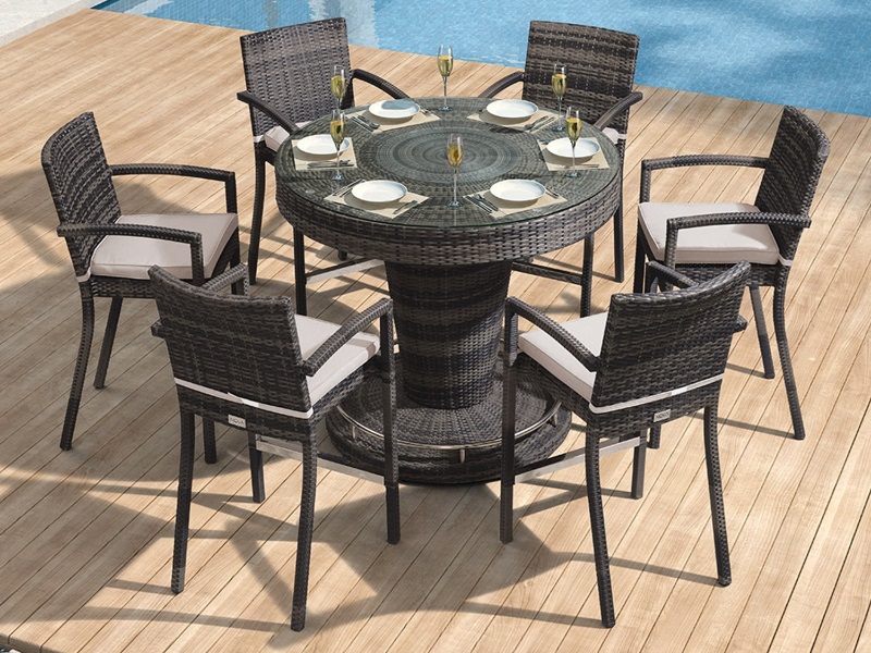 Nova Outdoor Living Henley 6 Seat Round, Round Pub Table And Chairs Outdoor
