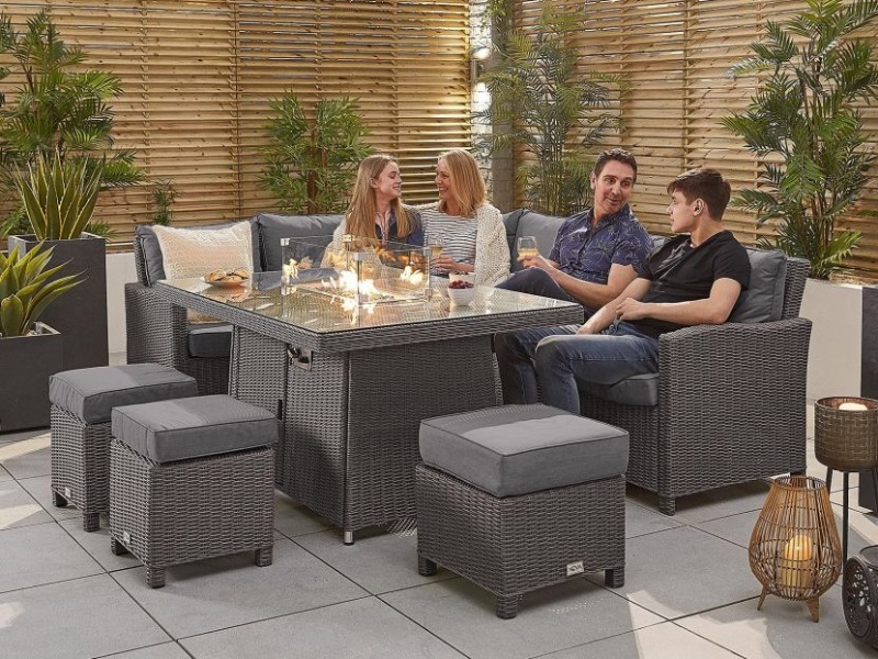 Heritage ciara corner dining set with on sale fire pit table