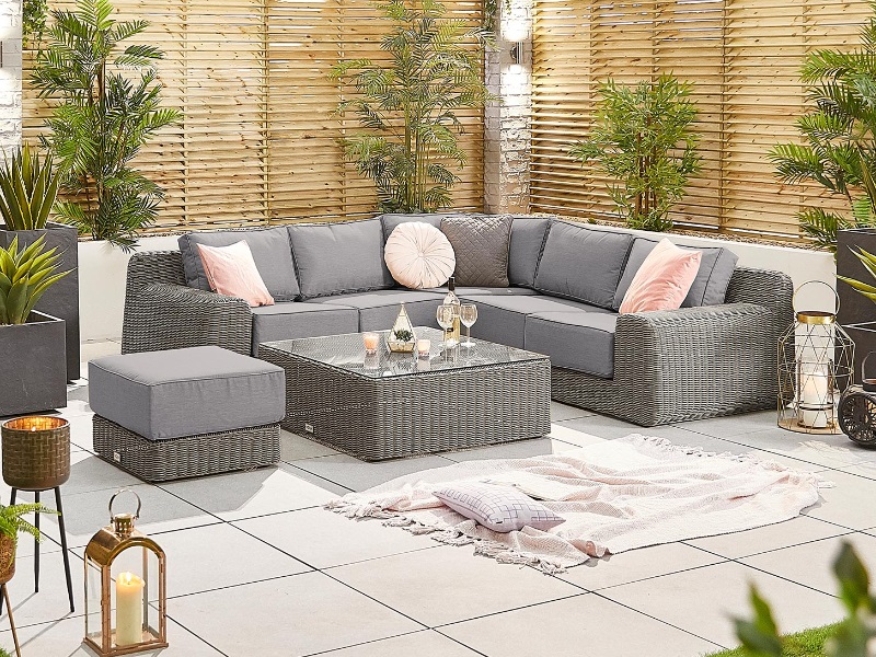 Nova Outdoor Living Luxor 1B Corner Sofa Set Slate Grey Rattan Corner Sofa set Image0 Image
