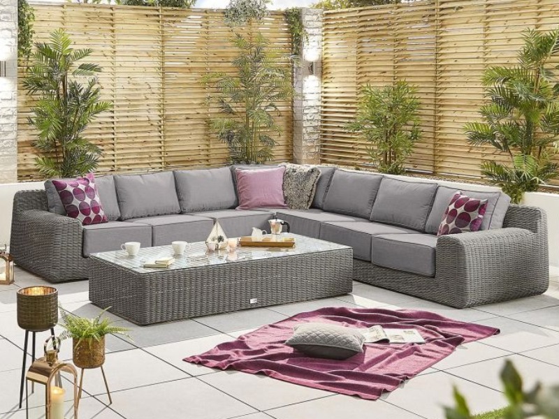 Nova Outdoor Living Luxor 3E Corner Sofa Set Slate Grey Rattan Corner Sofa set Image0 Image
