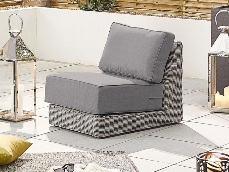 Nova Outdoor Living Luxor Middle Sofa Section Whitewash Rattan Outdoor Chair Image 0