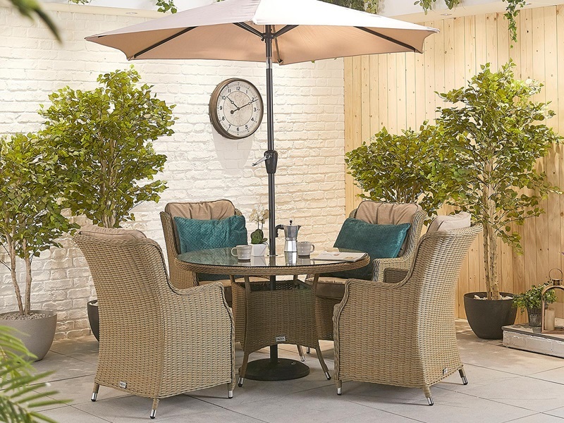 Nova Outdoor Living Thalia 4 Seat Dining Set 1 2m Round Table At Gardenman - Tesco Patio Set 120cm