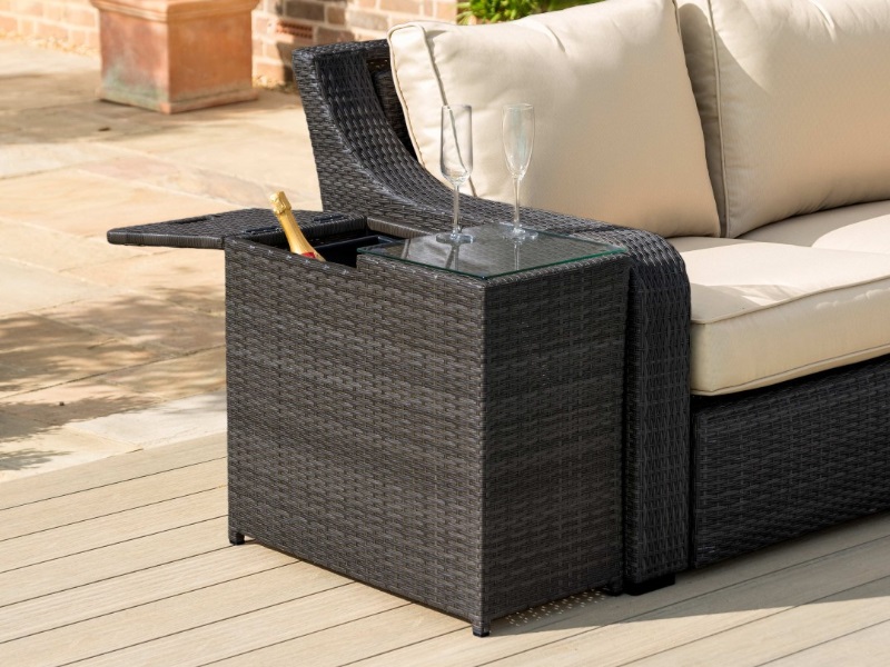 Maze Rattan Flat Weave Ice Bucket Side Table Brown Rattan Outdoor Table Image 0