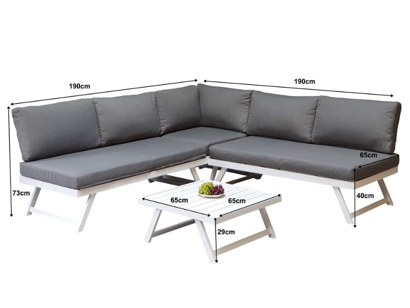 Signature Weave Kimmie Corner Sofa Set With Adjustable Head Rest At Gardenman Signature Weave Kimmie Corner Sofa Set, 5 Seater Garden Sofa Set Grey Positano
