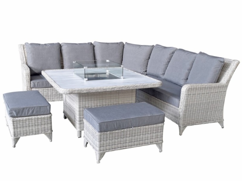 Signature Weave Meghan Corner Dining Set With Firepit Table Sofa At Gardenman Firepit Table Corner Sofa Set At Gardenman, Corner Garden Furniture Set With Fire Pit Table