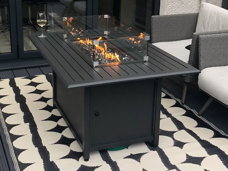 Nova Outdoor Living Mercury Aluminium Fire Pit Table - Rectangular Outdoor Table Image 0