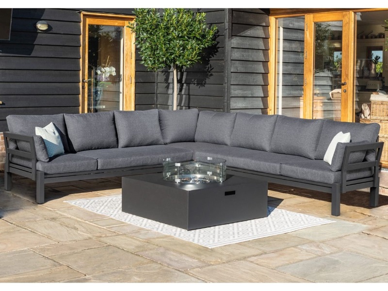 Oslo Large Corner Sofa Group with Square Gas Fire Pit Coffee Table Image 0