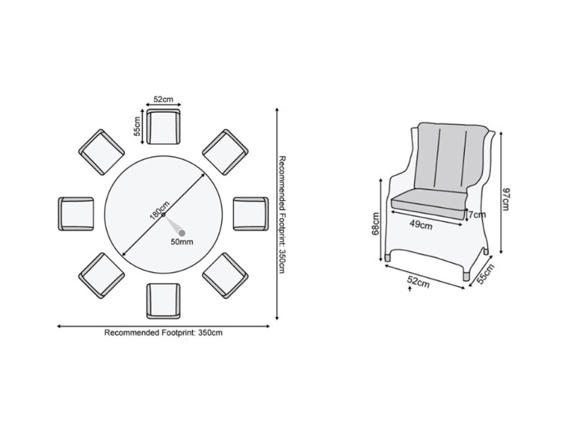 Nova Outdoor Living Oyster 8 Seat Dining Set 1 8m Round Table At Gardenman