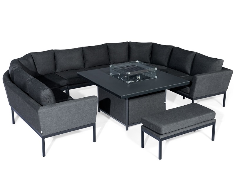 Maze Rattan Pulse U-Shaped with Fire Pit Table Charcoal Sofa Set Image 0