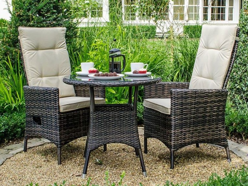 Nova Outdoor Living Ruxley 2 Seat Bistro Set with 75cm Round Table Brown Rattan Casual Set Image 0