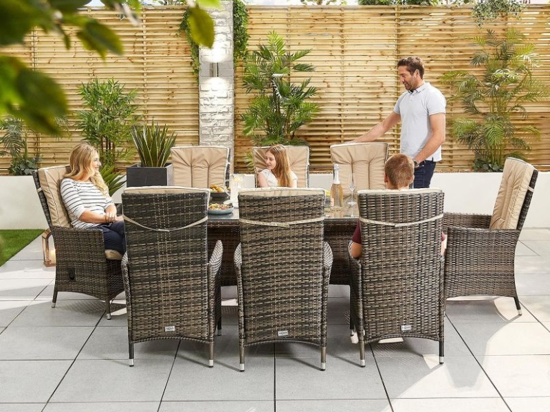 Nova Outdoor Living Ruxley 8 Seat - 2m x 1m Rectangular Table Brown Rattan Dining Set Image 0
