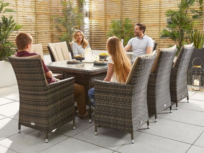 Nova Outdoor Living Sienna 8 Seat Dining Set - 2m x 1m Rectangular Table Brown Rattan Dining Set Image0 Image
