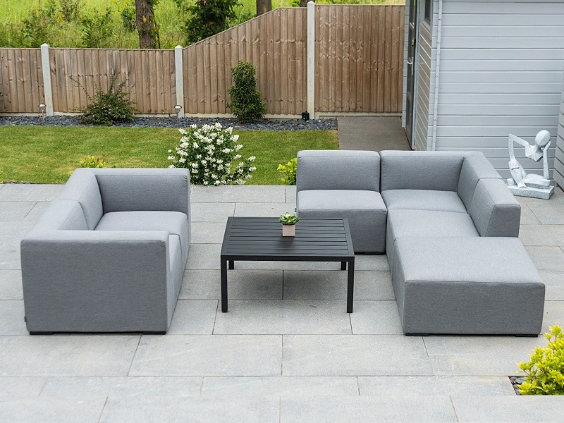 Nova Outdoor Living Toft Outdoor Fabric Corner Sofa Set With Coffee Table And Footstool Corner Sofa Set At Gardenman