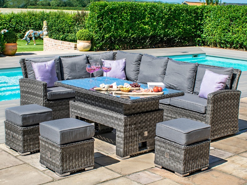 Maze Rattan Victoria Casual Corner Dining Set With Adjustable Table