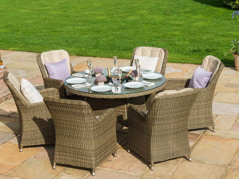 Winchester 6 Seat Round Ice Bucket Dining Set with Venice Chairs and Lazy Susan Image0 Image