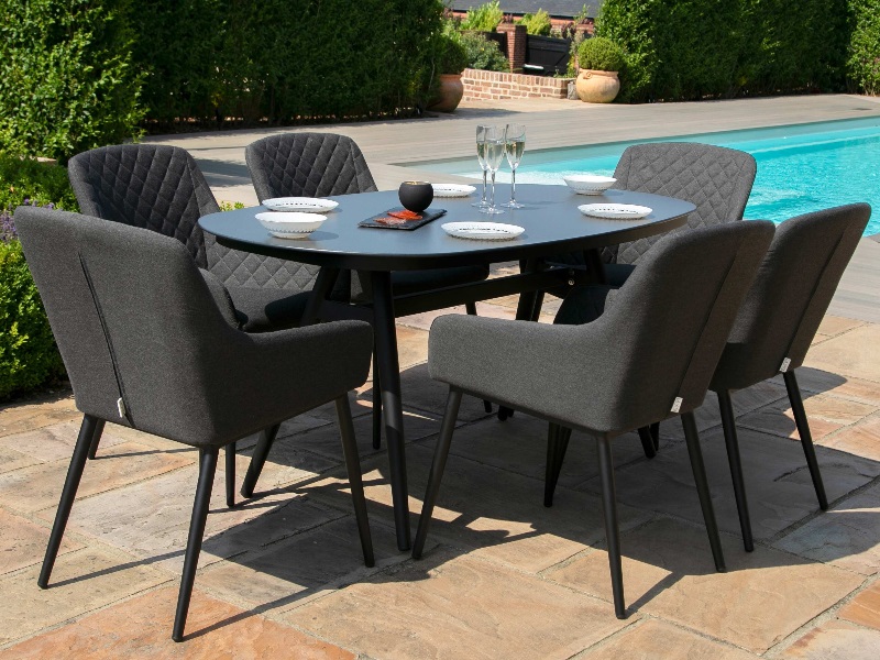 Maze Rattan Zest 6 Seat Oval Charcoal Dining Set Image 0