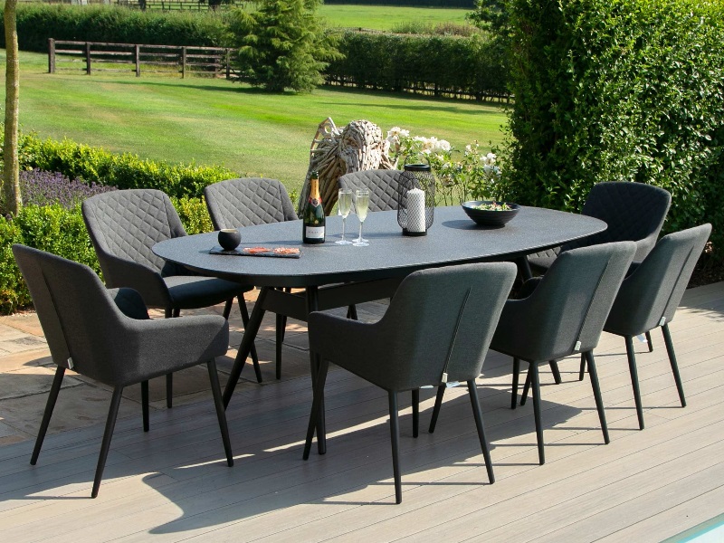 Maze Rattan Zest 8 Seat Oval Charcoal Dining Set Image 0